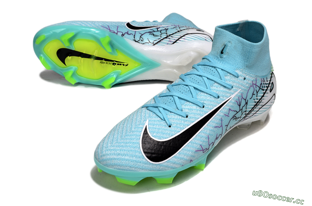 Unisex Nike Air Zoom Mercurial Superfly 10 Elite FG Firm Ground High-Tops Football Boots - Jade/Black/White 3