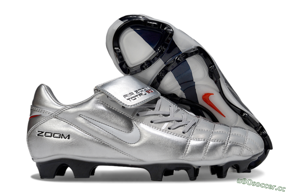 Men's Nike Air Zoom Total 90 III FG Firm Ground Low-Tops Football Boots - Silver/White/Black 2