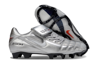 Men's Nike Air Zoom Total 90 III FG Firm Ground Low-Tops Football Boots - Silver/White/Black