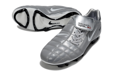 Men's Nike Air Zoom Total 90 III FG Firm Ground Low-Tops Football Boots - Silver/White/Black