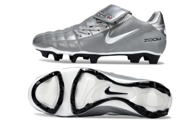 Men's Nike Air Zoom Total 90 III FG Firm Ground Low-Tops Football Boots - Grey/Silver/White