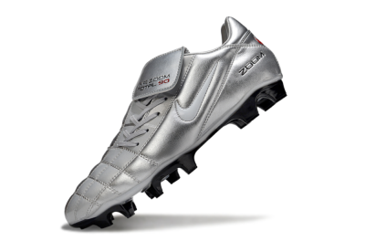 Men's Nike Air Zoom Total 90 III FG Firm Ground Low-Tops Football Boots - Grey/Silver/White