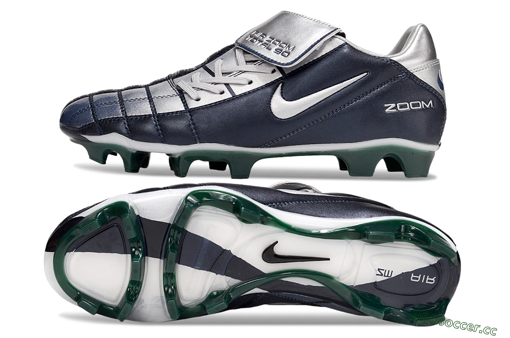 Men's Nike Air Zoom Total 90 III FG Firm Ground Low-Tops Football Boots - Black/Silver 1