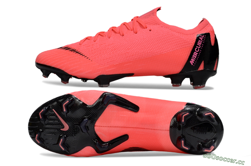 Men's Nike Mercurial Vapor 12 Elite FG Firm Ground Low-Tops Football Boots - Red/Black/Pink 1