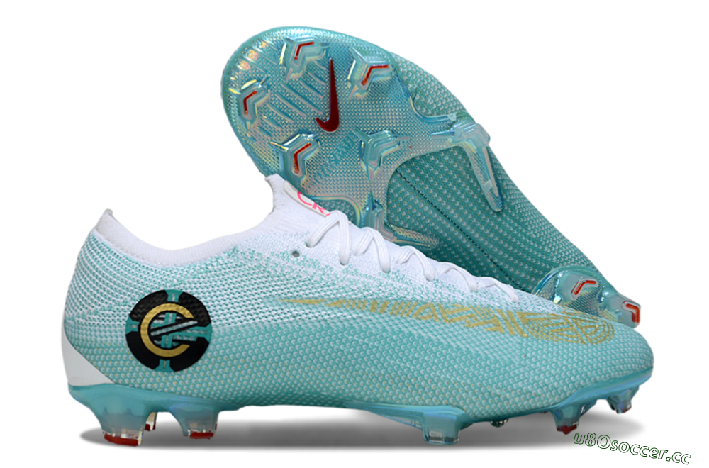 Men's Nike Mercurial Vapor 12 Elite FG Firm Ground Low-Tops Football Boots - Jade/White/Gold 2