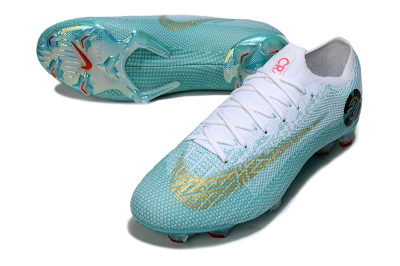 Men's Nike Mercurial Vapor 12 Elite FG Firm Ground Low-Tops Football Boots - Jade/White/Gold
