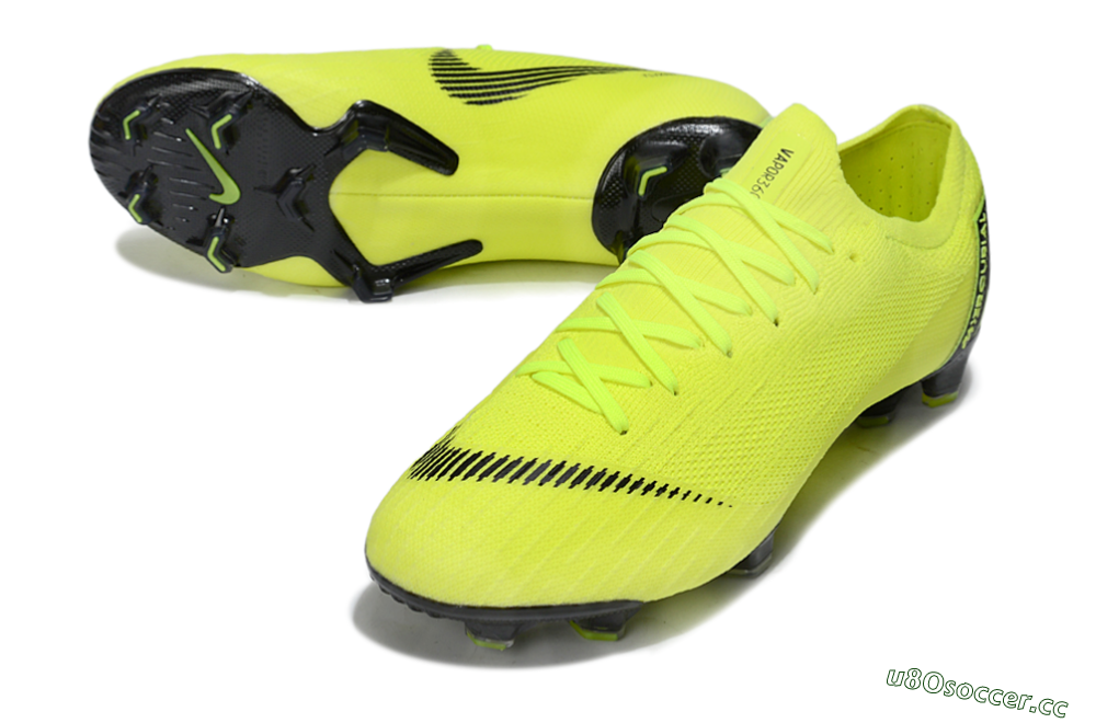 Men's Nike Mercurial Vapor 12 Elite FG Firm Ground Low-Tops Football Boots - Yellow/Black 3