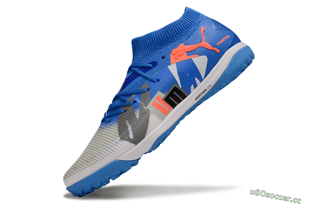 Men's Puma Future 8 Ultimate TF Artificial Turf Low-Tops Football Shoes - Blue/White/Orange 5