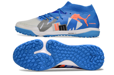 Men's Puma Future 8 Ultimate TF Artificial Turf Low-Tops Football Shoes - Blue/White/Orange