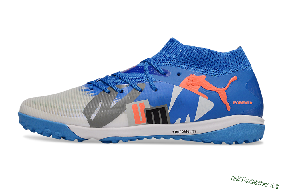 Men's Puma Future 8 Ultimate TF Artificial Turf Low-Tops Football Shoes - Blue/White/Orange 0