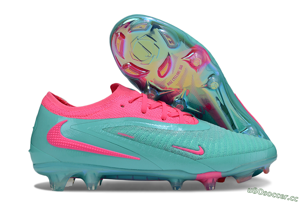 Men's Nike Phantom 6 Low Elite FG Firm Ground Low-Tops Football Boots - Jade/Pink 2