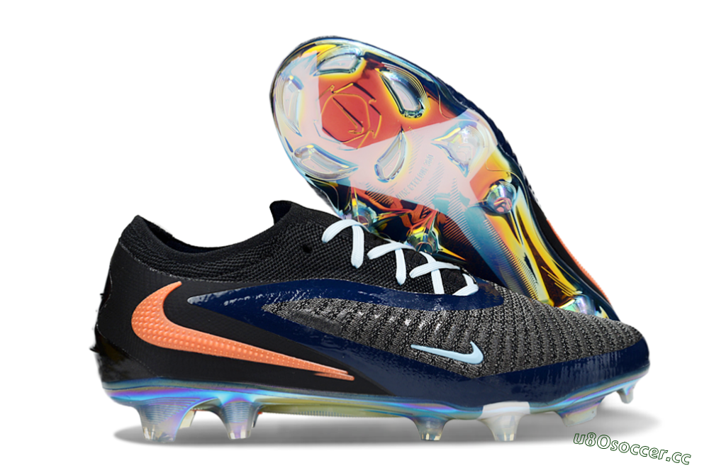 Men's Nike Phantom 6 Low Elite FG Firm Ground Low-Tops Football Boots - Black/Blue/Red 2