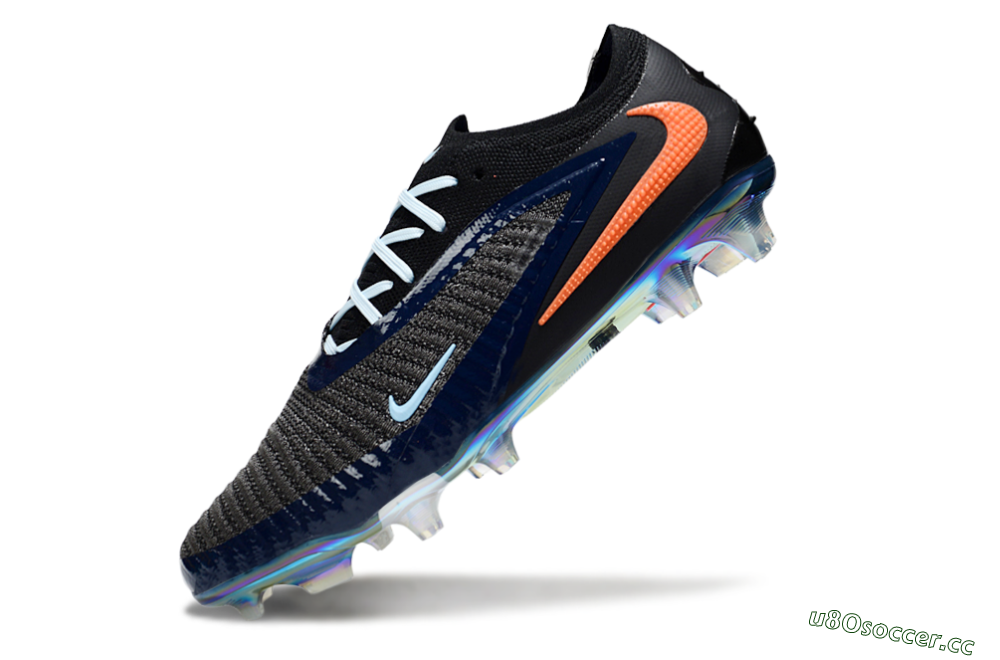 Men's Nike Phantom 6 Low Elite FG Firm Ground Low-Tops Football Boots - Black/Blue/Red 5