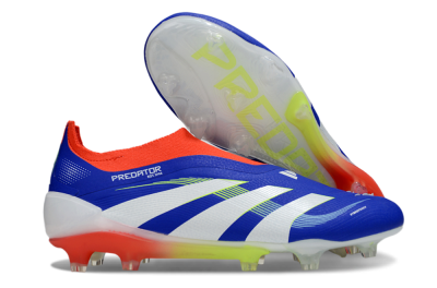Men's Adidas Predator 25 Elite Laceless FG Firm Ground Low-Tops Football Boots - Blue/White/Red