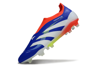 Men's Adidas Predator 25 Elite Laceless FG Firm Ground Low-Tops Football Boots - Blue/White/Red