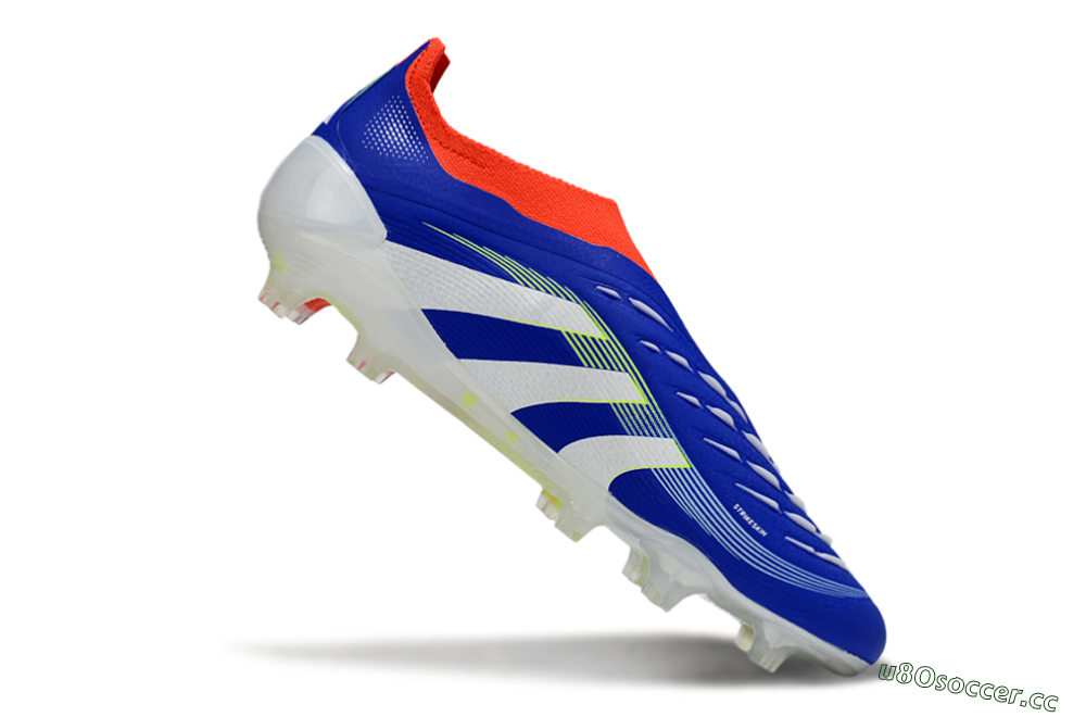 Men's Adidas Predator 25 Elite Laceless FG Firm Ground Low-Tops Football Boots - Blue/White/Red 4