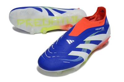 Men's Adidas Predator 25 Elite Laceless FG Firm Ground Low-Tops Football Boots - Blue/White/Red