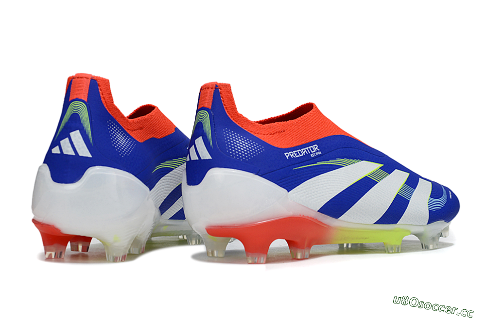 Men's Adidas Predator 25 Elite Laceless FG Firm Ground Low-Tops Football Boots - Blue/White/Red 6