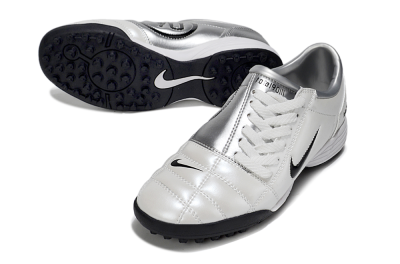 Unisex Nike Total 90 III TF Artificial Turf Low-Tops Football Shoes - White/Black/Silver