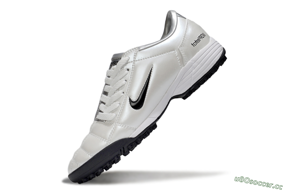 Unisex Nike Total 90 III TF Artificial Turf Low-Tops Football Shoes - White/Black/Silver 5