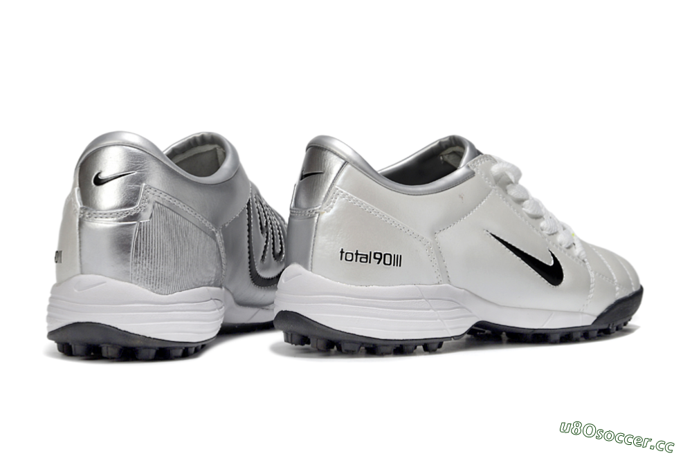 Unisex Nike Total 90 III TF Artificial Turf Low-Tops Football Shoes - White/Black/Silver 6