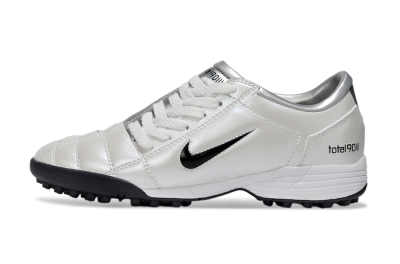 Unisex Nike Total 90 III TF Artificial Turf Low-Tops Football Shoes - White/Black/Silver