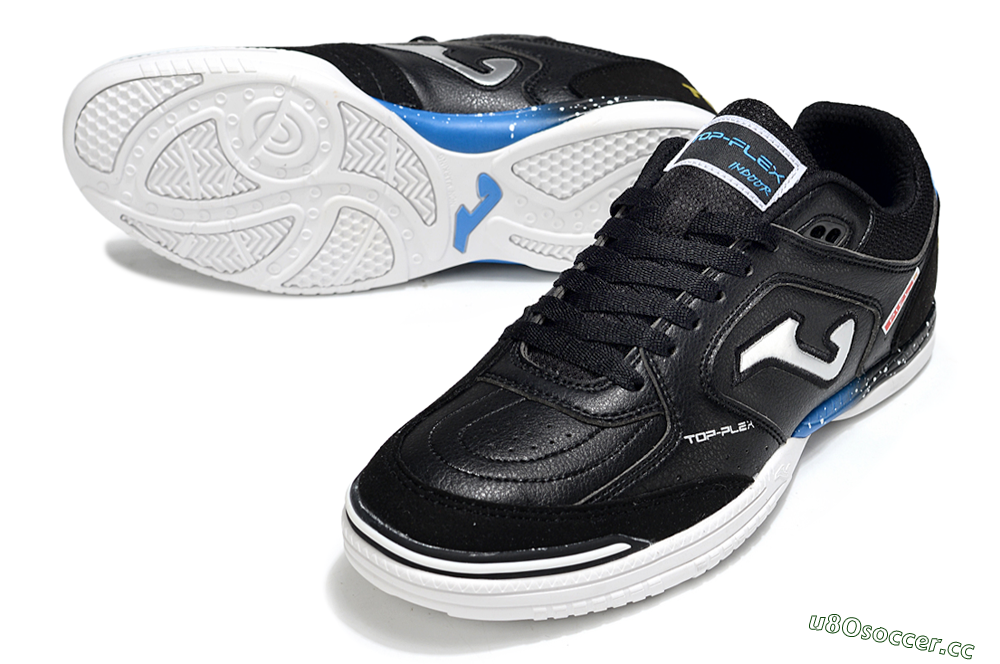 Men's Joma Top Flex IC Indoor & Futsal Low-Tops Football Shoes - Black/Silver/Blue 3
