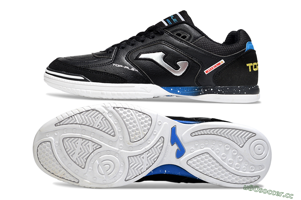 Men's Joma Top Flex IC Indoor & Futsal Low-Tops Football Shoes - Black/Silver/Blue 1