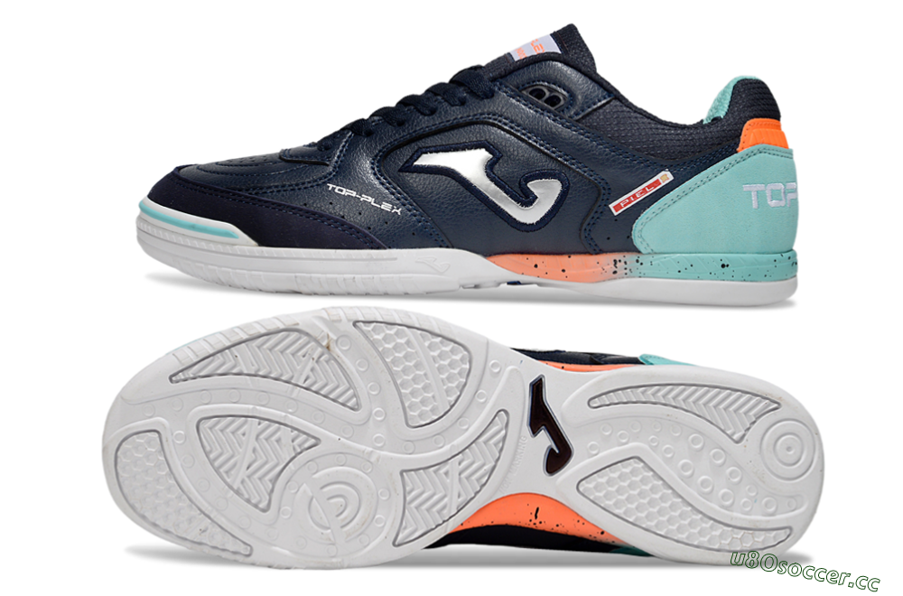 Men's Joma Top Flex IC Indoor & Futsal Low-Tops Football Shoes - Black/Silver/Jade 1