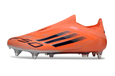 Men's Adidas F50 Elite Laceless SG Soft Ground Low-Tops Football Boots - Red/Black/Silver