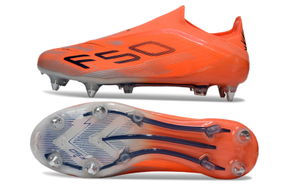 Men's Adidas F50 Elite Laceless SG Soft Ground Low-Tops Football Boots - Red/Black/Silver