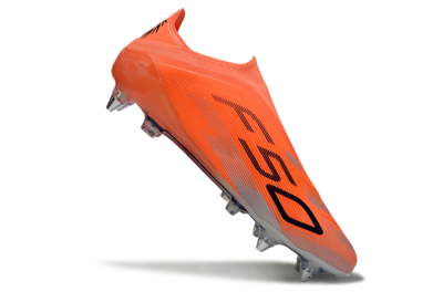 Men's Adidas F50 Elite Laceless SG Soft Ground Low-Tops Football Boots - Red/Black/Silver