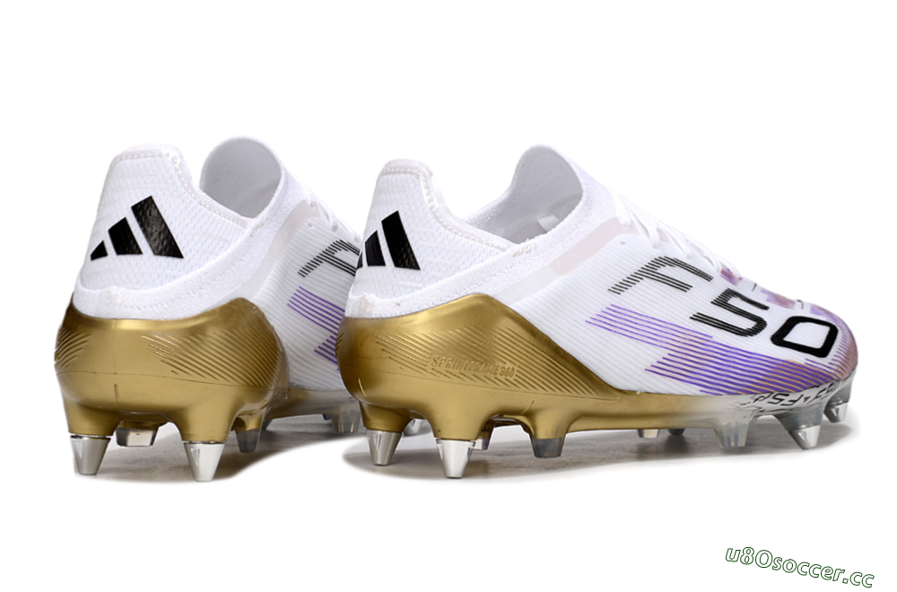 Men's Adidas F50 Elite SG Soft Ground Low-Tops Football Boots - White/Purple/Black 6