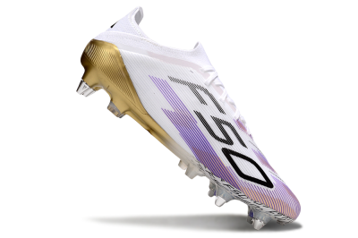 Men's Adidas F50 Elite SG Soft Ground Low-Tops Football Boots - White/Purple/Black