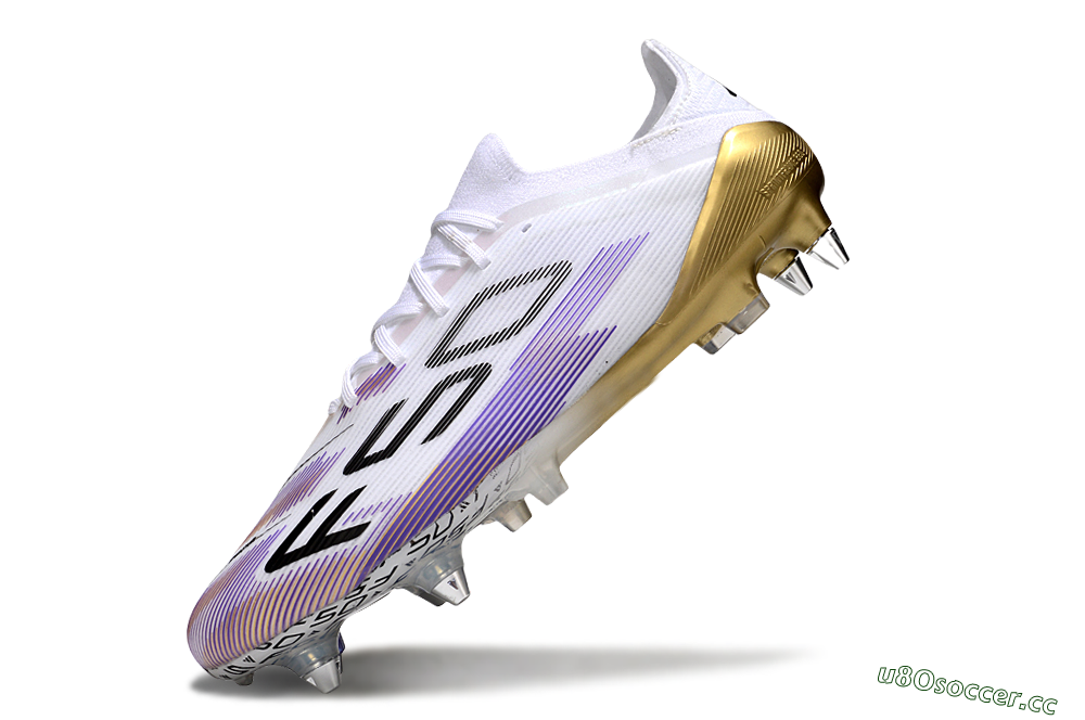 Men's Adidas F50 Elite SG Soft Ground Low-Tops Football Boots - White/Purple/Black 5