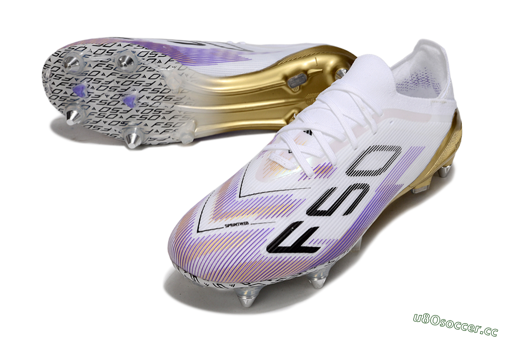 Men's Adidas F50 Elite SG Soft Ground Low-Tops Football Boots - White/Purple/Black 3