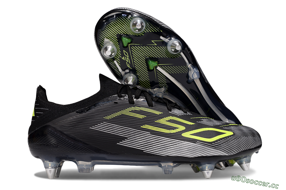 Men's Adidas F50 Elite SG Soft Ground Low-Tops Football Boots - Black/Yellow/Silver 2