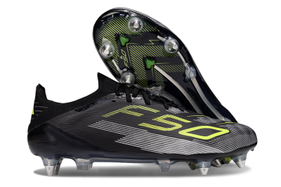 Men's Adidas F50 Elite SG Soft Ground Low-Tops Football Boots - Black/Yellow/Silver
