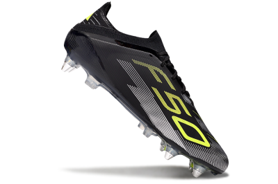 Men's Adidas F50 Elite SG Soft Ground Low-Tops Football Boots - Black/Yellow/Silver