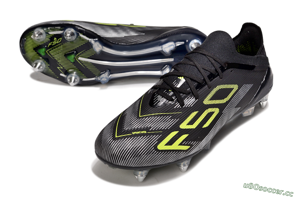 Men's Adidas F50 Elite SG Soft Ground Low-Tops Football Boots - Black/Yellow/Silver 3