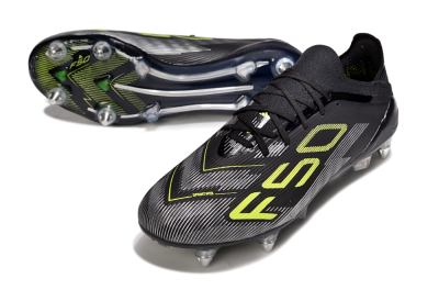 Men's Adidas F50 Elite SG Soft Ground Low-Tops Football Boots - Black/Yellow/Silver