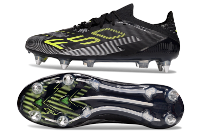 Men's Adidas F50 Elite SG Soft Ground Low-Tops Football Boots - Black/Yellow/Silver