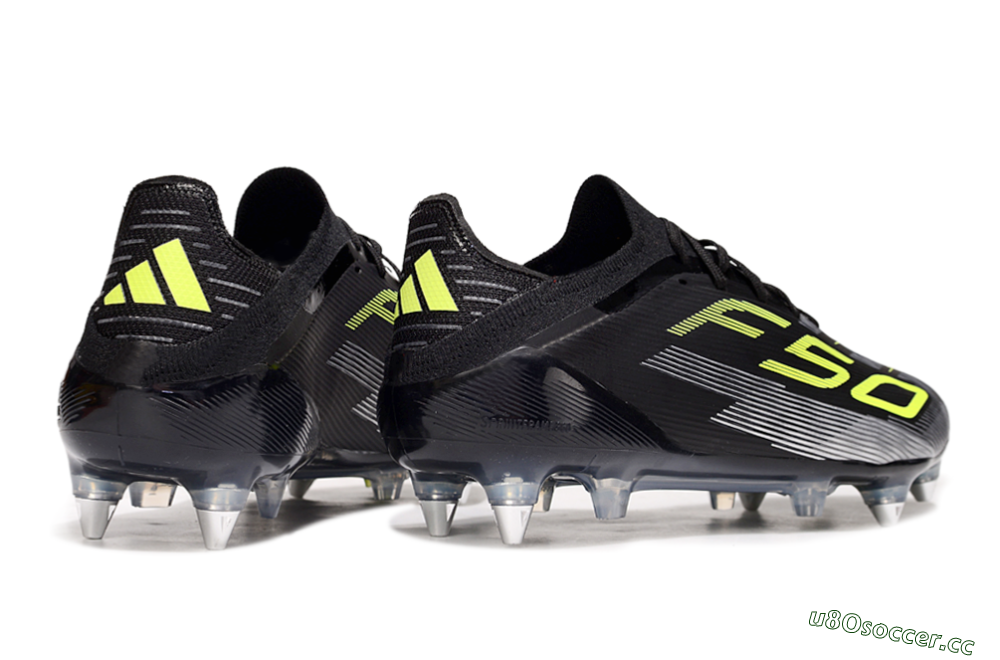 Men's Adidas F50 Elite SG Soft Ground Low-Tops Football Boots - Black/Yellow/Silver 6