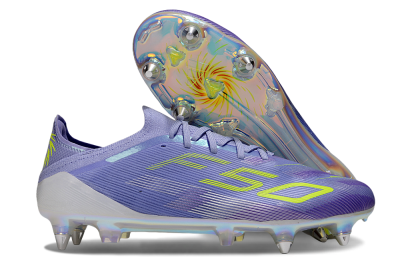 Men's Adidas F50 Elite SG Soft Ground Low-Tops Football Boots - Purple/Yellow/Silver