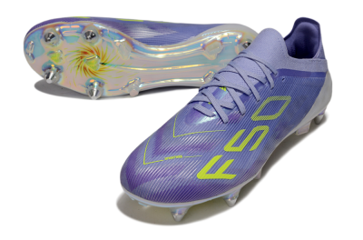 Men's Adidas F50 Elite SG Soft Ground Low-Tops Football Boots - Purple/Yellow/Silver