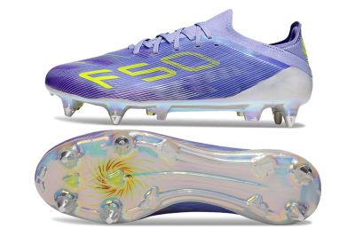Men's Adidas F50 Elite SG Soft Ground Low-Tops Football Boots - Purple/Yellow/Silver