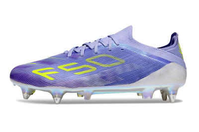 Men's Adidas F50 Elite SG Soft Ground Low-Tops Football Boots - Purple/Yellow/Silver