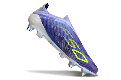 Men's Adidas F50 Elite Laceless SG Soft Ground Low-Tops Football Boots - Purple/Yellow/Silver