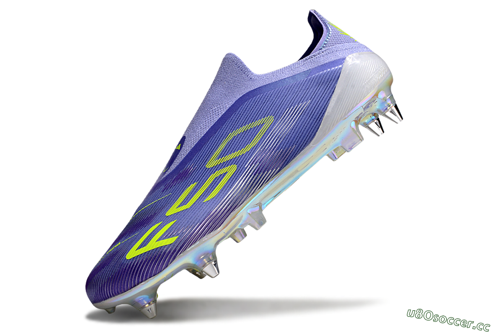 Men's Adidas F50 Elite Laceless SG Soft Ground Low-Tops Football Boots - Purple/Yellow/Silver 5