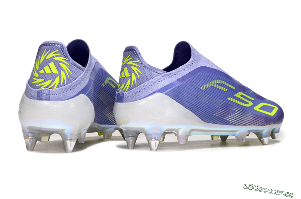 Men's Adidas F50 Elite Laceless SG Soft Ground Low-Tops Football Boots - Purple/Yellow/Silver 6